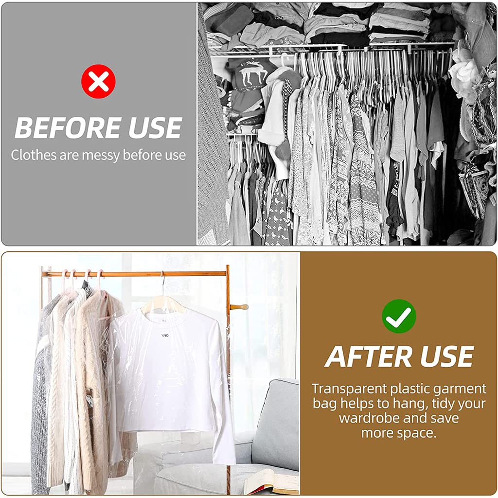 HASTHIP 30pcs Plastic Hanging Garment Bag, Transparent Clothing Dustproof Cover for Clothes Universal Size Clothes Cover 23.6 x 35.4 in HASTHIP 30pcs Plastic Hanging Garment Bag, Transparent Clothing Dustproof Cover for Clothes Universal Size Clothes Cover 23.6 x 35.4 in